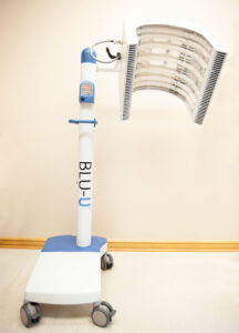 Blue light photodynamic therapy equipment used at Associated Dermatology in Helena, Montana for treating actinic keratoses and sun-damaged skin.
