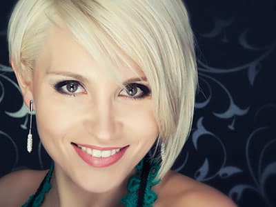 Close-up of a woman’s face after cosmetic dermatology treatment