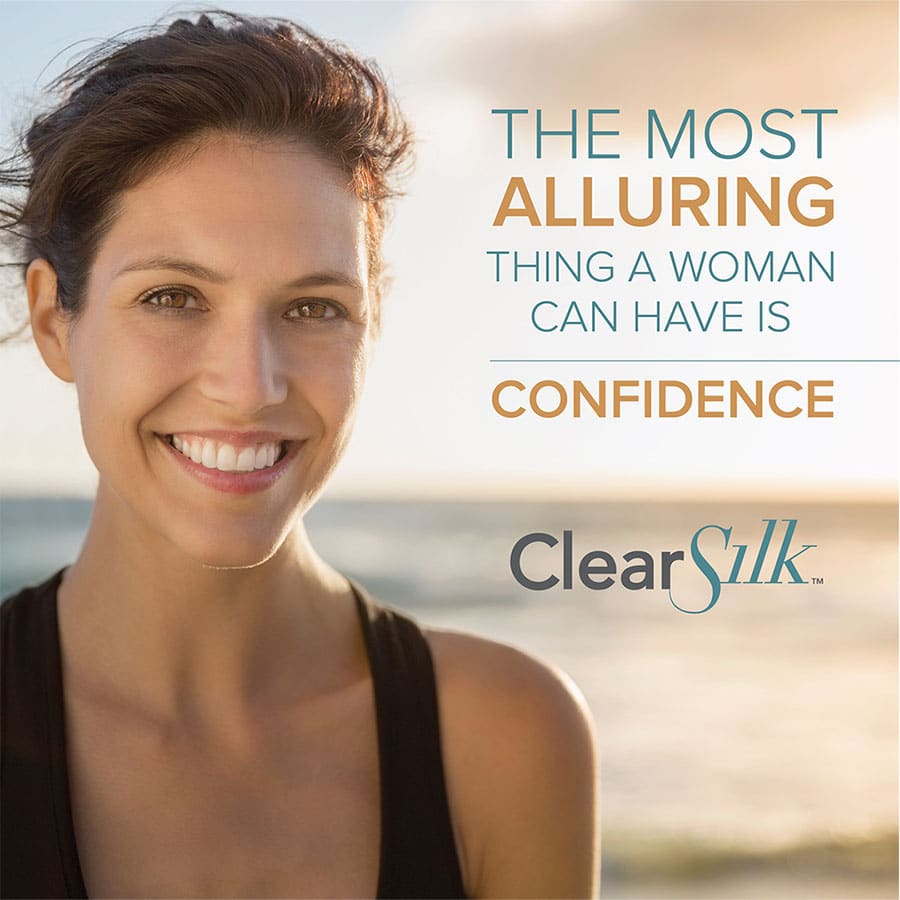 ClearSilk treatment PDF with smiling model.