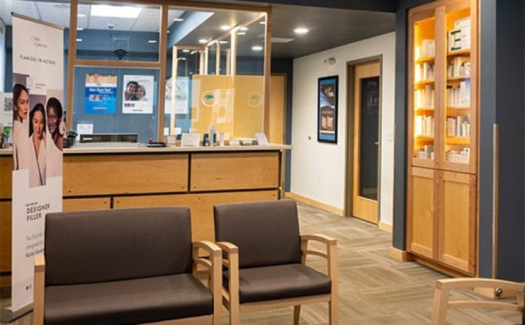 Comfortable dermatology clinic waiting room